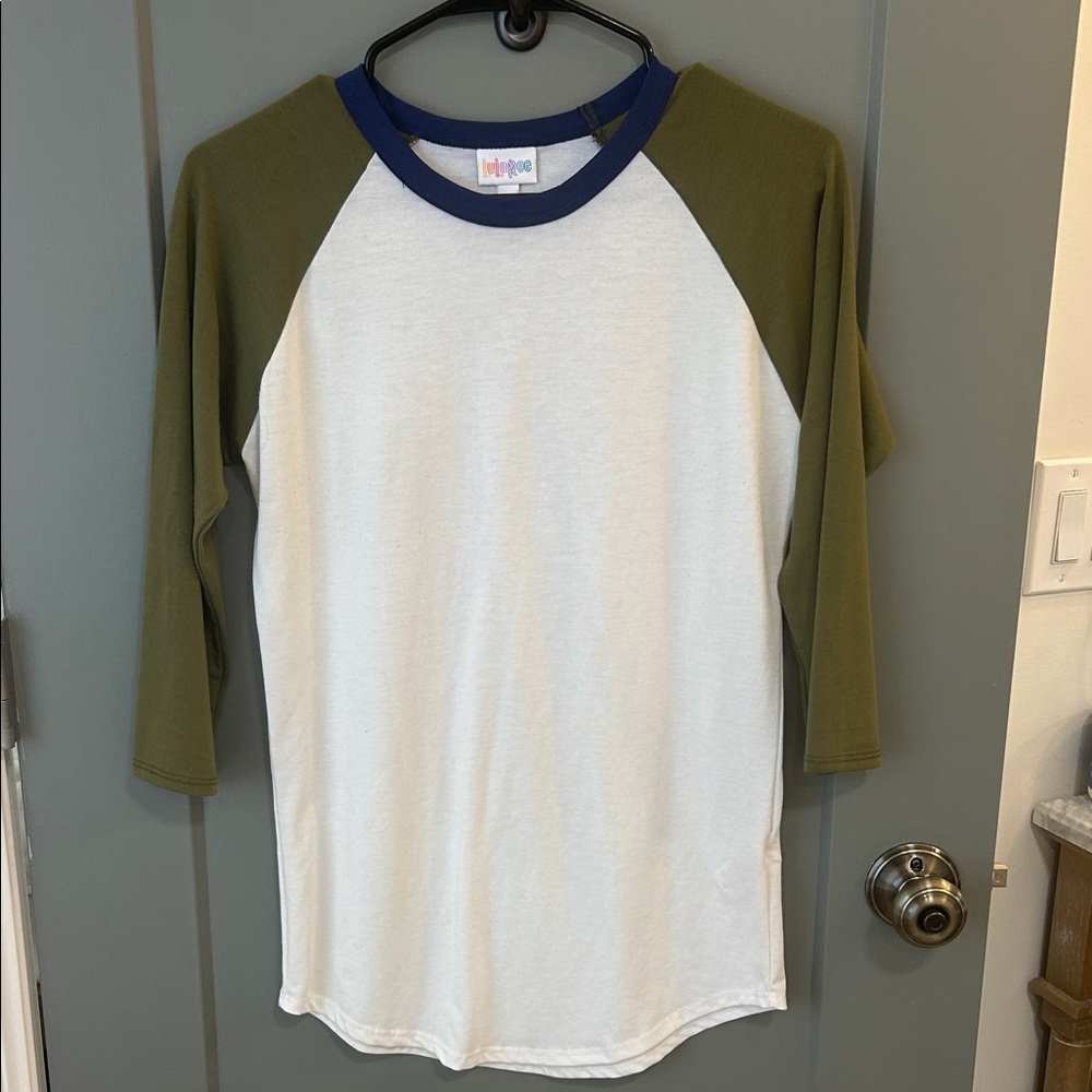 LuLaRoe Long Sleeve Tee - White, Olive, and Navy